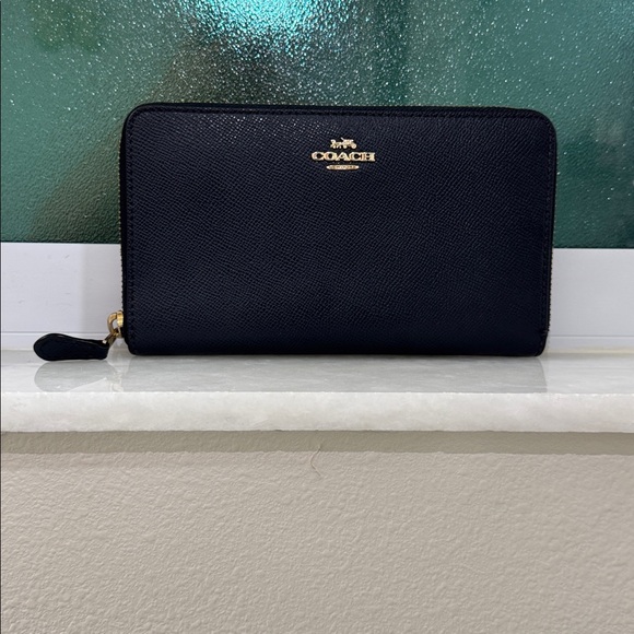 Coach Dark Blue Leather Zip Wallet - Picture 4 of 17